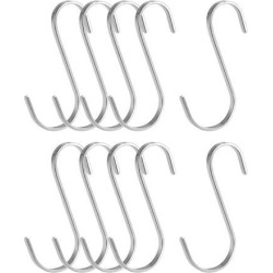 Stainless Steel S Hooks 3.6' Flat S Shaped Hook Hangers for Kitchen Bathroom Bedroom Storage Room Office Outdoor Multiple Uses 10pcs