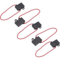 5pcs 12-24V Black Rubber H-Shape Cap Wired Inline Blade Fuse Holder for Car