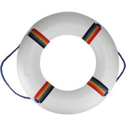 21' White and Vibrantly Colored Swimming Pool Summer Safety Ring Buoy