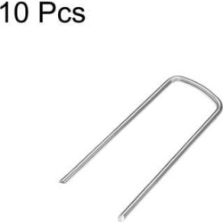 U-shaped Garden Staples Pegs U Pins 100mm 3.9-inches 4mm Dia Carbon Steel 10pcs
