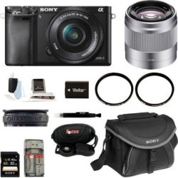 Sony a6000: Alpha A6000 Mirrorless Digital Camera with 16-50mm and 50mm Lens Bundle and 32GB Deluxe Accessory Kit