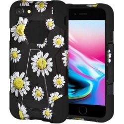 Amzer Dual Layer Designer Hybrid Case with Kickstand - White Daisy for iPhone 8