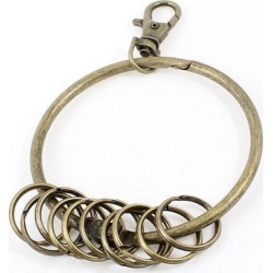 Unique Bargains Bronze Tone Lobster Clasp Jailors Keyring 10 Loops Key Chain Ring 2.95'