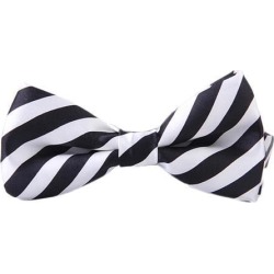 Mens Tuxedo Stripe Woven Bow Tie Bowtie Necktie Black And White