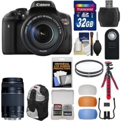 Canon EOS Rebel T6i Wi-Fi Digital SLR Camera & EF-S 18-135mm IS STM Lens with 75-300mm III Lens + 32GB Card + Backpack + Flex Tripod + Filters +.