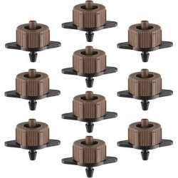 Pressure Compensating Dripper 2 GPH 8L/H Emitter for Garden Lawn Drip Irrigation with Barbed Hose Connector, Plastic Black Brown 50pcs
