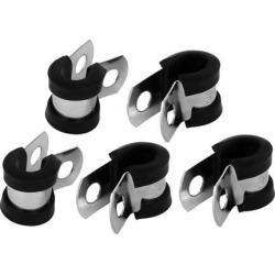 8mm Dia EPDM Rubber Lined P Clips Cable Hose Pipe Clamps Holder 5pcs