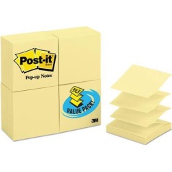 Post-it; Pop-up Notes Value Pack, 3' x 3', Canary Yellow - 2400 - 3' x 3' - Square - 100 Sheets per Pad - Unruled -