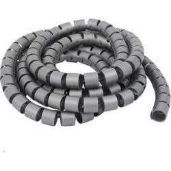 Flexible Spiral Tube Cable Wire Wrap Gray Manage Cord 15mm Dia x 2 Meter Long with Clip