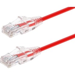 Monoprice Cat6 Ethernet Patch Cable - 5 feet - Red Snagless RJ45 Stranded 550MHz UTP CMR Riser Rated Pure Bare Copper Wire 28AWG - SlimRun Series
