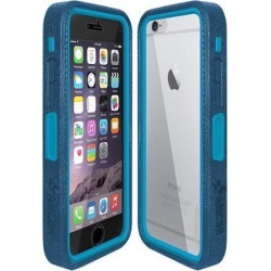 Amzer Blue on Blue Embedded Tempered Glass Rugged Case With Holster for Silver/Gold Apple iPhone 6 Plus / 6S Plus