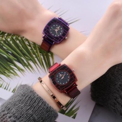Fashion Cool Steel Belt Casual Square Quartz Wrist Watch red