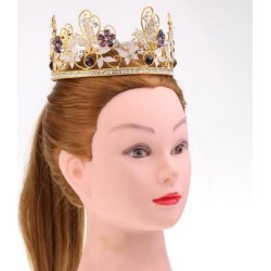 Wedding Princess Crystal Crown Tiara Bridal Rhinestone Hair Accessories Purple