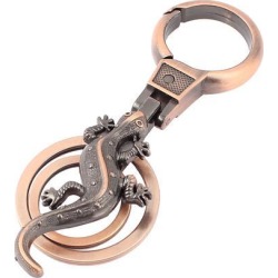 Gecko Shaped Swivel Lobster Clasp Keychain Keyring Keyfob Brass Tone