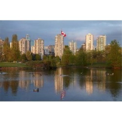Posterazzi PDDCN02DWA0000 Apartments Reflected in Vanier Park Pond Vancouver British Columbia Canada Poster Print by David Wall