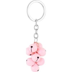 Pink Metal Bells Pendant Split Ring Keyring Keychain Key Chain Purse Ornament