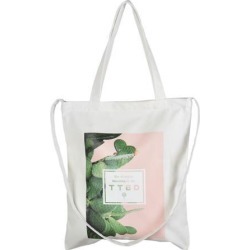 Home Travel Canvas Leaf Pattern Cosmetic Toothpaste Towel Holder Tote Bag White