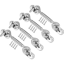3.9' Cabin Hook Eye Latch Gate Door Swivel Window Door Hook Stainless Steel with Mounting Screws 4pcs