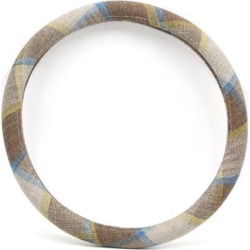 S Blue Yellow Linen Anti-Slip Steering Wheel Cover Protector for Car Auto