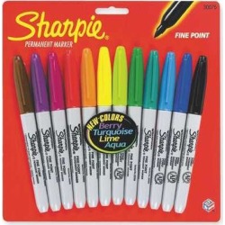 SHARPIE 30075PP Permanent Marker Set, Fine Tip Assorted PK12