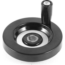 Unique Bargains 10mm x 80mm Back Ripple Hand Wheel Black w Grip for Lathe Machine
