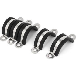 28mm EPDM Rubber Lined 304 Stainless Steel Clip Cable Wire Hose Pipe Clamp 5 Pcs
