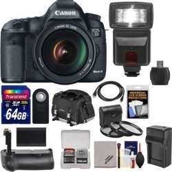 Canon EOS 5D Mark III Digital SLR Camera with EF 24-105mm L IS USM Lens with 64GB Card + Battery + Charger + Backpack + Grip + Flash + Accessory Kit
