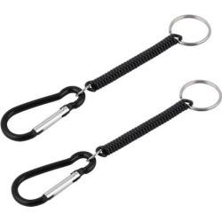Backpack Carabiner Hook Spring Coil Keychain Key Holder Black 5.4 Inch Long 2pcs