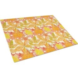 Fall Leaves Watercolor Glass Cutting Board Large BB7497LCB