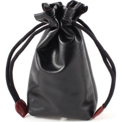 Unique Bargains Black Faux Leather Drawstring Bag Pouch Case Size M for Digital Camera Lens