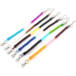Bags Retractable Spiral String Lanyard Wrist Coil Keyrings Key Chain 6pcs