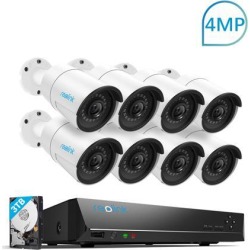 Reolink 4MP 16CH PoE Surveillance Camera System, 8 x Wired Outdoor 1440P PoE IP Cameras, 5MP/4MP Supported 16 Channel NVR Security System w/ 3TB HDD
