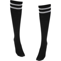 Women Men Stretchy Knee High Football Soccer Long Socks Stockings Black