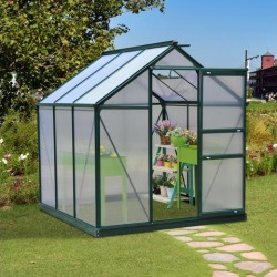 6'x6'x7' Walk-in Greenhouse Polycarbonate Panel Portable Plants Flower Growth