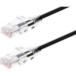 Monoprice Cat6 Ethernet Patch Cable - 50 feet - Black Snagless RJ45 Stranded 550MHz UTP CMR Riser Rated Pure Bare Copper Wire 28AWG - SlimRun Series