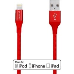 Pawtec Reinforced Braided Lightning to USB Charge Sync Cable - 3.3 ft / 1m, Apple MFi Certified - Compatible with iPhone 11, 11 Pro, 11 Pro Max, XS,