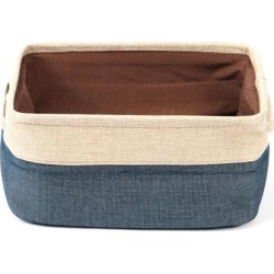 Fabric Rectangular Laundry Bin Toy Basket Storage Box Container Bag Dark Blue