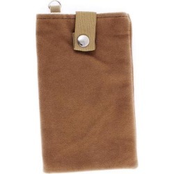 Unique Bargains Velvet Magnetic Clasp Button Cell Phone Pouch Sleeve Bag Light Brown 16x9.5cm