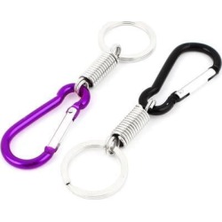 Unique Bargains 2pcs Black Purple Carabiner Clip Spring Loaded Keychain Keyring Key Holder