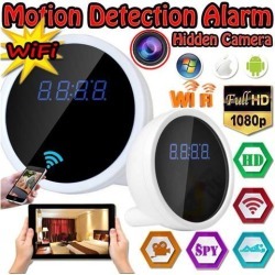 1080P Wireless WiFi HD Camcord Motion Detection Alarm Clock DVR Hidden Spy Camera (White)