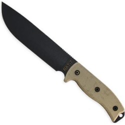 Ontario Knife 8668 Rat-7 Tan Micarta Handle Fixed Knife 12.20' Black Carbon 1095