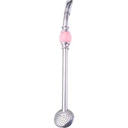 Stainless Steel Yerba Mate Straw Spoon Bombilla Tea Strainer Colander Pink