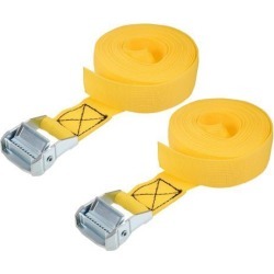 5M x 38mm Lashing Strap Cargo Tie Down Straps w Cam Lock Buckle 500Kg Work Load, Yellow, 2Pcs