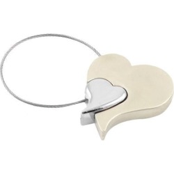 Unique Bargains Unique Bargains Zinc Alloy Dual Heart Skipping Rope Keyring Key Chain Decorating Silver Tone