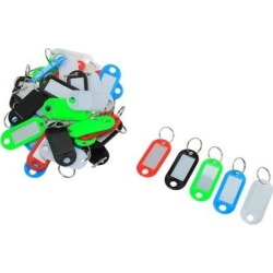 Unique Bargains Barber Assorted Color Plastic Name Tag Badge Clip Holder Key Chain 50 Pcs