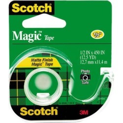 Scotch 104 Magic Office Tape w/Refillable Dispenser, 1/2' x 450', Clear