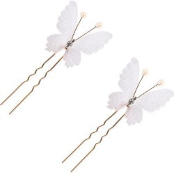 2pcs Elegant Girls Butterfly Rhinestone Hair Pins Headpiece Jewelry White