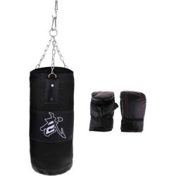 Canvas Empty Fitness Kickboxing Punching Bag With PU Leather Boxing Gloves