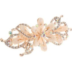 New Crystal Rhinestone Flower Hair Spring Clip Women Hair Jewelry Beige