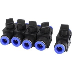 Unique Bargains 5 Pcs 10mm Dia Tube Push in to Connect Pneumatic Fitting 2 Way Hand Valves